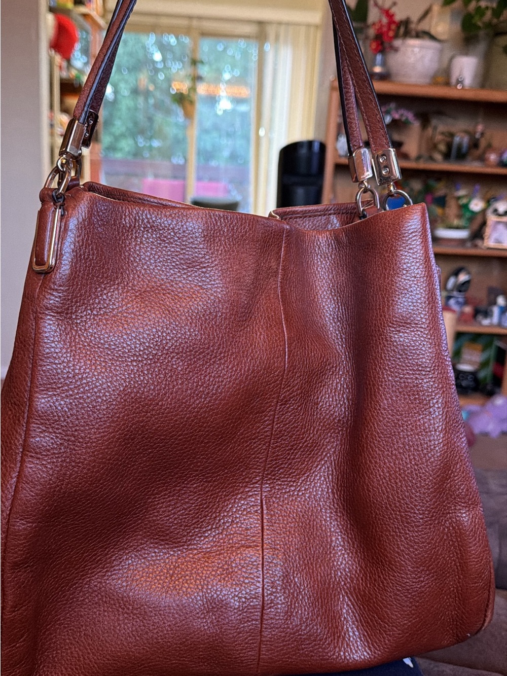 Coach Rich Chestnut Brown Pebbled Leather Shoulder Bag
